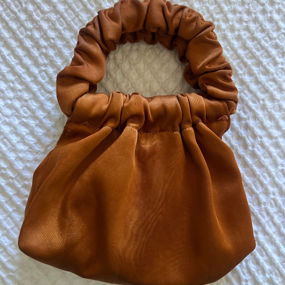 Zara Mini Satin Effect Bag in Burnt Orange